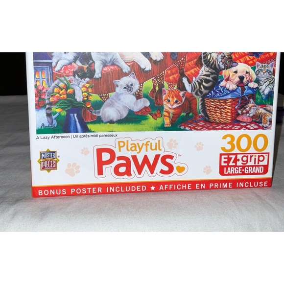 Playful Paws A Lazy Afternoon; 24x18 300 EZ-Grip pcs Master Pieces puzzle New - Picture 15 of 16